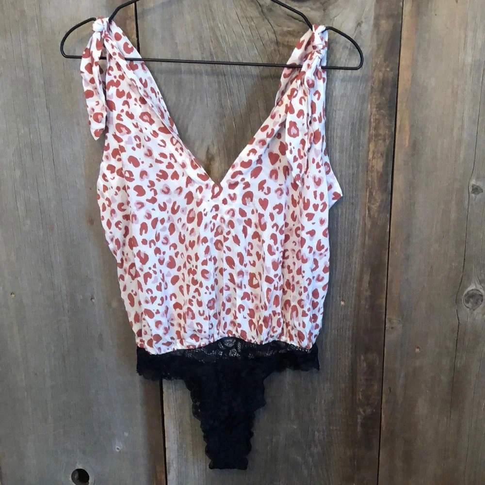 Free People Bare It All Bodysuit in Ivory Combo Size XS